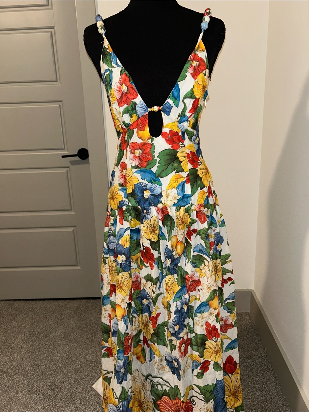 FARM Rio White Multicolor Tropical Floral Maxi Dress